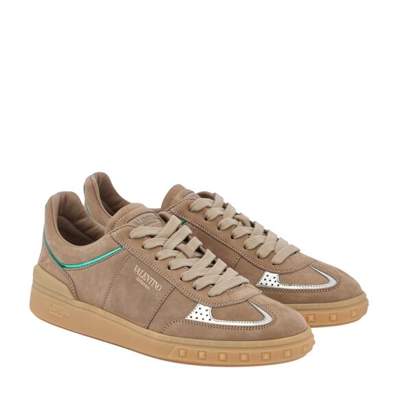 Valentino 'Upvillage' Tan Suede Leather Sneakers Size 7 - Picture 1 of 6